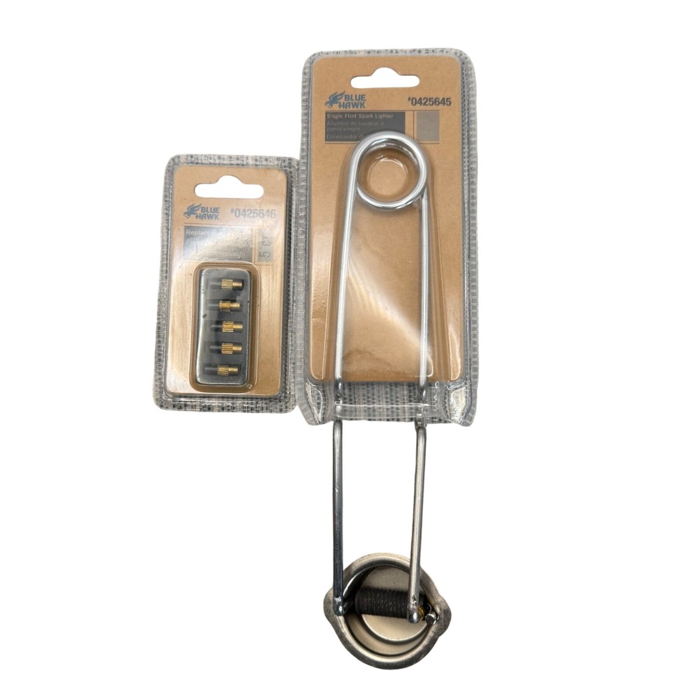 Blue Hawk Single Flint Spark Lighter and 5-Pack Replacement Flints Welding Tool